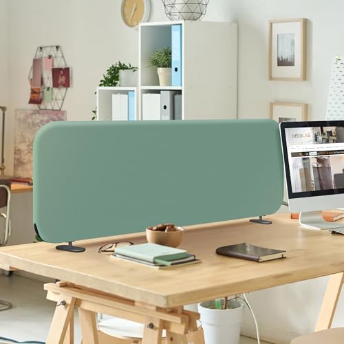 DECOLAB Portable Privacy Desk Tabletop Divider 48"x18", Aqua | Freestanding Desk Partition. For Workspace, Office, Student, Counter Top, Dorm. No Drill. - color: Aqua