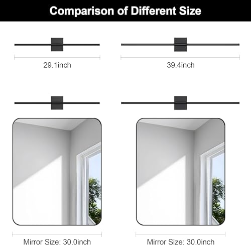 Battery Operated Wall Sconce Set of Two with Remote Control, 3000K-6000K Dimmable Black Wall Lights, Timable LED Wireless Wall Sconces, 350° Ratate for Bathroom, Living Room, Hallway 29.1 Inch - color: Black, size: 29.1in(2 Pack)