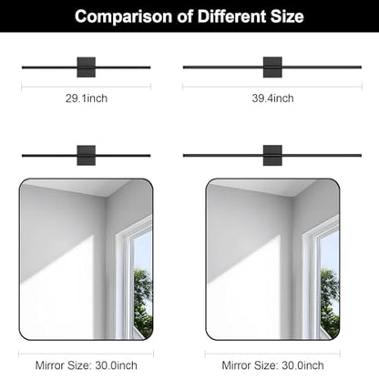 Battery Operated Wall Sconce Set of Two with Remote Control, 3000K-6000K Dimmable Black Wall Lights, Timable LED Wireless Wall Sconces, 350° Ratate for Bathroom, Living Room, Hallway 29.1 Inch - color: Black, size: 29.1in(2 Pack)