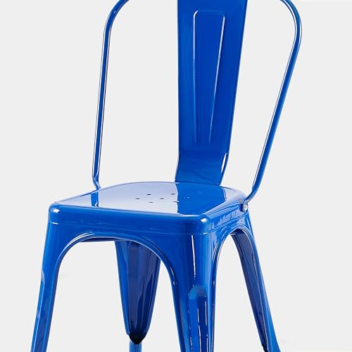 AC Pacific 18 Inch Seat Height Industrial Metal Dining Chairs, Stackable Kitchen or Bar Seat, Durable Modern Design, Versatile Accent Furniture, Set of 2, Blue - color: Blue, size: Set of 2