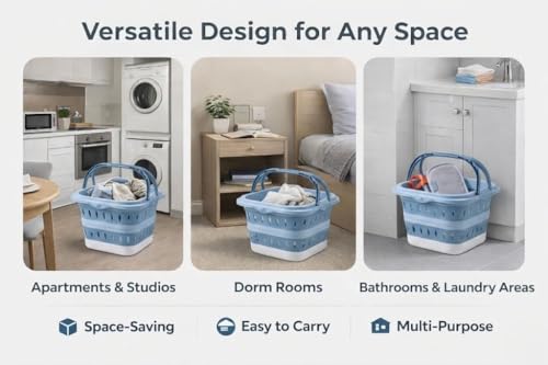 Livvora Collapsible Laundry Basket with Mesh Bag & Care Guide Card | Space-saving collapsible design with breathable construction to help keep laundry fresh and organized.