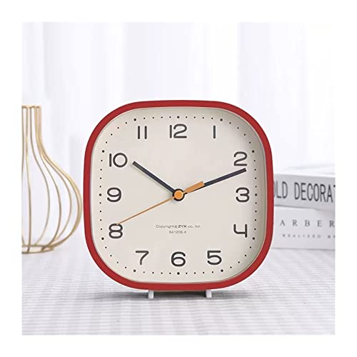 Modern Simple and Fashionable Small Table Clock Holder with Dual-Purpose Silent Bedroom Bedside Desk Table Decor(Red) - color: Red