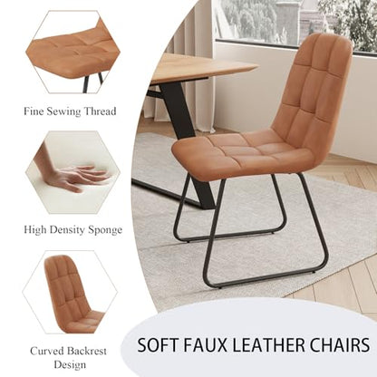 Mid-Century Extendable Dining Table Set, 51"-67", 6 Upholstered Chairs - color: Table With 6 Brown Chairs-b, size: 51"-67"