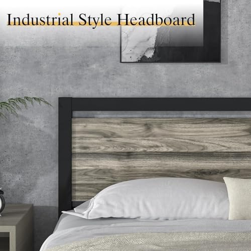 Twin Size Bed Frames, Twin Bed Frames with Headboard and Footboard, Heavy Duty Metal Twin Platform Bed Frame, Noise-Free, No Box Spring Needed, Easy Assembly, Wash Grey - color: Wash Grey, size: Twin