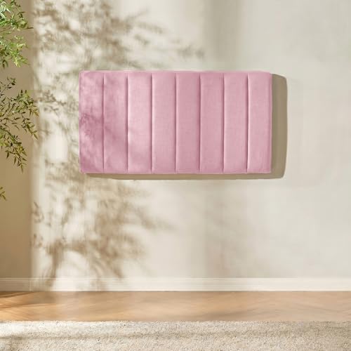 Nestl Upholstered Twin Headboard - Easy Assemble Channel Stitched Headboard Twin Size - Wall Mounted Headboards with 3D Soundproof Wall Panels Peel & Stick Floating Headboards, Pink - color: 10-pink, size: Twin