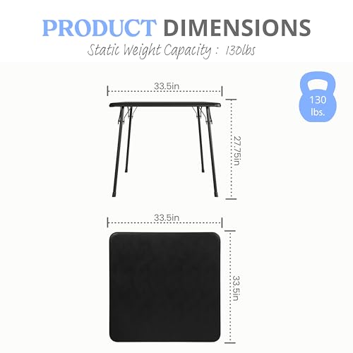 EMMA + OLIVER White 33.5" Square Folding Table | Lightweight, Easy Storage, Event Table - color: Black