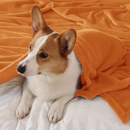 Throw Blanket for Couch & Sofa, All-Season Lightweight Fleece Blanket, Luxury Soft Cozy Fuzzy Throw for Her Him,Burnt Orange, 50 x 56 Inches