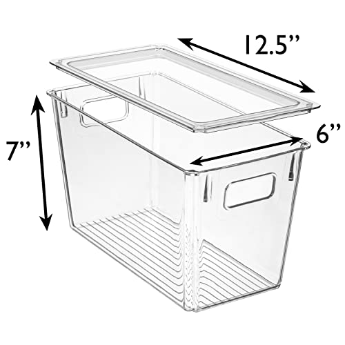 ClearSpace Plastic Storage Bins with Lids for Pantry & Fridge, 8 Pack | Modern plastic storage bins with lids for pantry and refrigerator organization, 9L capacity, transparent rectangular shape - size: 8 Pack