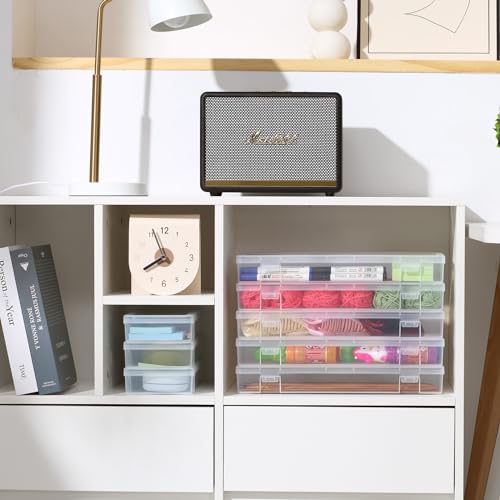6 Pack Large Plastic Storage Boxes with Lids, Craft Jewelry Life Item Organizer for Puzzles, Pens, Rings, Needle and Thread, Nail Polish, Remote Controls - size: Large - 6 Pack