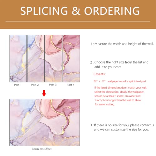 Pink Marble Wallpaper Mural Peel and Stick 82"x57" | Girls Room Bedroom - color: ZZ-019, size: 82" x 57"