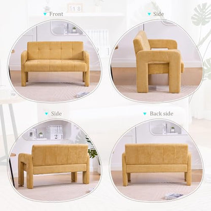 46.8" Modern Compact Loveseat, Chenille Upholstered Sofa with Dual Armrests - Small Two-Seater Lounge Couch for Small Spaces, Living Rooms, Bedrooms (Yellow) - color: Yellow