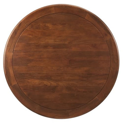 Modway Lippa 48 Inch Round Wood Dining Table with Metal Pedestal in Brass Walnut - Modern Industrial Dining Table for 4 People - Solid Wood Tulip Kitchen Table - color: Brass Walnut, size: 48" Round