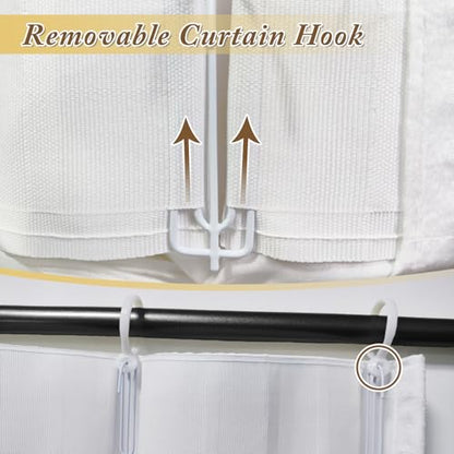 Privacy Partition Curtains, U Shaped Rod with Hook, 6.56ft | Room Divider for Fitting Room Beauty Salon Bedroom Hospital SPA - color: White