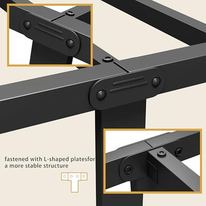 Vengarus Full Metal Bed Frame with Victorian Headboard & Footboard, Black | 14" Full Metal Platform Frame, Heavy Duty Steel Slat Support, Noise Free, No Box Spring Needed, Easy Disassembly & Transport - size: Full