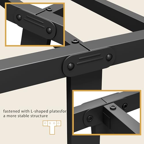 Vengarus King Metal Bed Frame with Victorian Headboard & Footboard, Black | 14" King Metal Platform Frame, Heavy Duty Steel Slat Support, Noise Free, No Box Spring Needed, Easy Disassembly & Transport - size: King Size