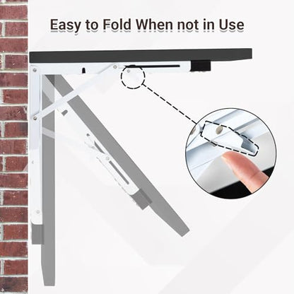 Neoaider Wall Mounted Folding Desk 23.6” x 15.7”, Black | Drop Down Table with Metal Collapsible Brackets, Folding Wall Table for Small Spaces, Home, Office, Kitchen, Laundry Room - color: Black, size: 23.6" x 15.7"