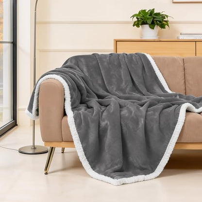 BEAUTEX Sherpa Fleece Throw Blankets Soft Fluffy Flannel Plush Cozy | Fuzzy Grey Cuddle Blanket for Couch, Bed, Sofa, Adults (50" x 60", Grey) - color: Grey, size: Throw-50"x60"