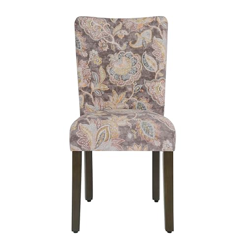 HomePop Parsons Classic Upholstered Accent Dining Chair, Set of 2, Multicolor Gray Floral - color: Grey Floral, style: Pack of 2