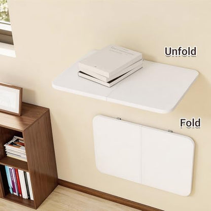 Neoaider Wall Mounted Folding Desk 23.6” x 15.7”, White | Drop Down Table with Metal Collapsible Brackets, Folding Wall Table for Small Spaces, Home, Office, Kitchen, Laundry Room - color: White, size: 23.6" x 15.7"