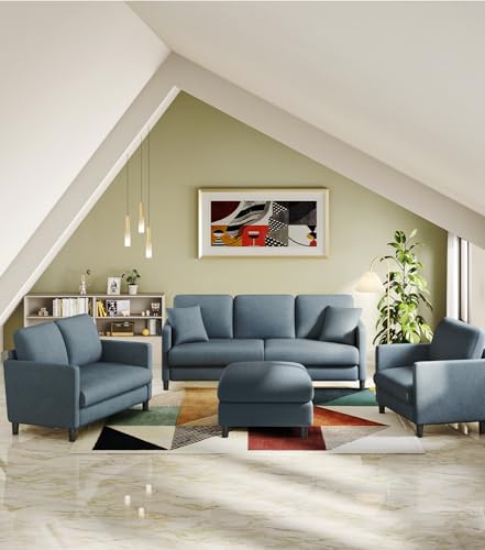 Welzona Loveseat, 51" Small Couch, Teddy Love Seat, Small Loveseat Sofa | Comfy Teddy Fabric, Tool-free Setup, Washable Covers, All-wood Small Sofa Couch for Living Room, Bedroom, Blue Grey - color: Blue Grey, size: loveseat