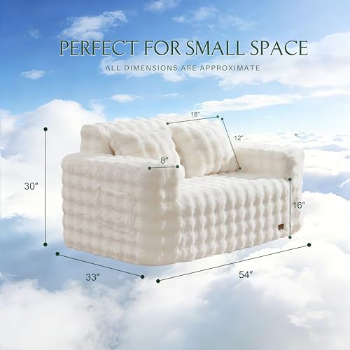 ZurNesfure Sofa Couch Loveseat Boneless Sofa with Pillow White,Loveseat | No Assembly Need, Modern Couch with deep seat and Washable Cover Cloud Sofa for Living Room Bedroom Apartment - color: Bubble White, size: Loveseat