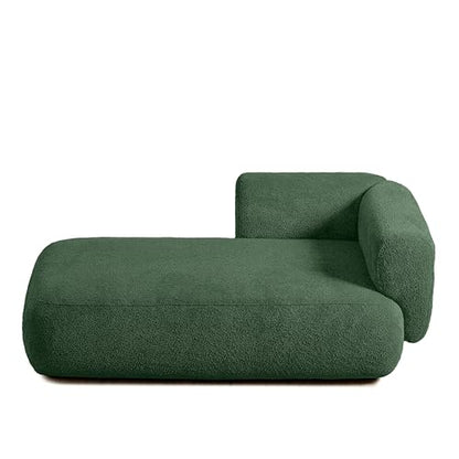 ERYE Boucle Upholstered Left Facing Chaise Lounge Indoor for Living Room Bedroom,Comfy Single Chaise Lounge Modern Leisure Recliner Sleeper Sofa Daybed, Easy Assemble - color: Green/L
