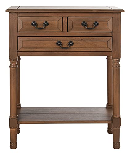 SAFAVIEH Furniture - Primrose 3-Drawer Console Table - Brown - Solid Wood - Farmhouse Classic Design - Ideal for Entryway, Living Room, Hallway, 23.5" W x 13" D x 29.5" H (CNS5707C) - color: Brown
