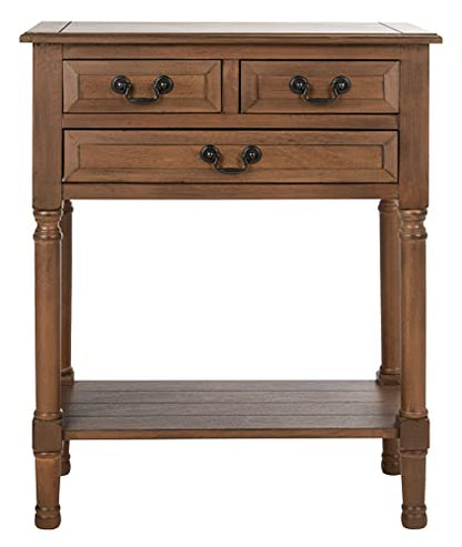 SAFAVIEH Furniture - Primrose 3-Drawer Console Table - Brown - Solid Wood - Farmhouse Classic Design - Ideal for Entryway, Living Room, Hallway, 23.5" W x 13" D x 29.5" H (CNS5707C) - color: Brown