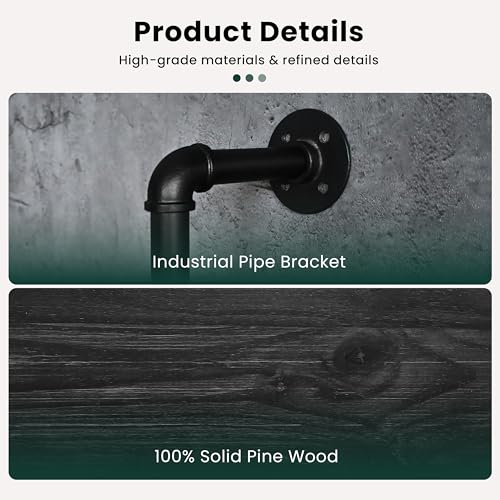 HDDFER Floating Shelves Wall Bookshelf Industrial Pipe Shelving Shelves Real Wood Planks 70 inch Rustic Wall Shelves Hanging Bookshelves Farmhouse Kitchen Bar Shelving - color: Black, size: 2Tier70in