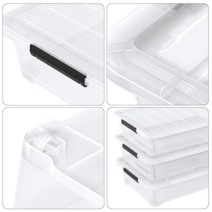40 Quart Plastic Clear Underbed Storage Bin with Wheels, 3 Packs | Stackable Large Flat Under Bed Organization Boxes with Lids - size: 40 Quart