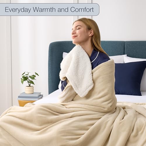 Casual Living Cal King Sherpa Blanket, Reversible Fleece, 108" x 90", Beige | Cozy Sherpa Reverse, Oversized Coverage, Guest & Master Bedroom Ready, Hypoallergenic, Washable, Year-Round Comfort - color: Beige, size: King 108 x 90-inch
