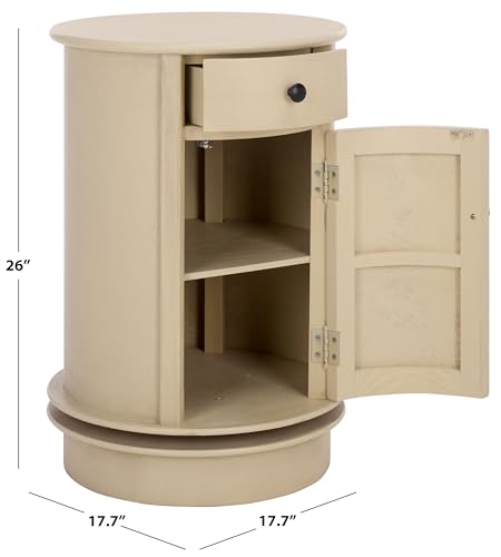 SAFAVIEH Furniture - Tabitha 1-Drawer Accent Table - Sand - Solid Wood - Farmhouse Storage Design - Ideal for Living Room, Entryway, Home Office, 17.7"W x 17.7"D x 26"H - Fully Assembled (AMH5712G) - color: Sand