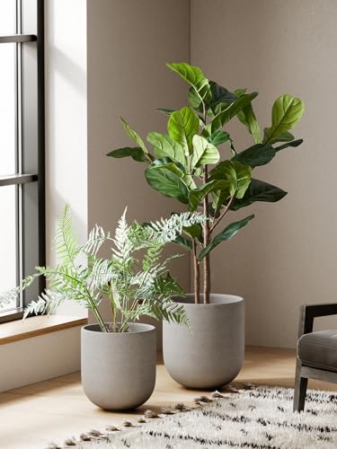 LE TAUCI 12 Inch Pots for Plants, Ceramic Large Planters for Indoor Plants, Indoor Plant Pots for Home Garden Patio Office, Planter Pots with Drainage Hole and Rubber Plug, Neutral Gray - color: Neutral Gray, size: 12 Inch