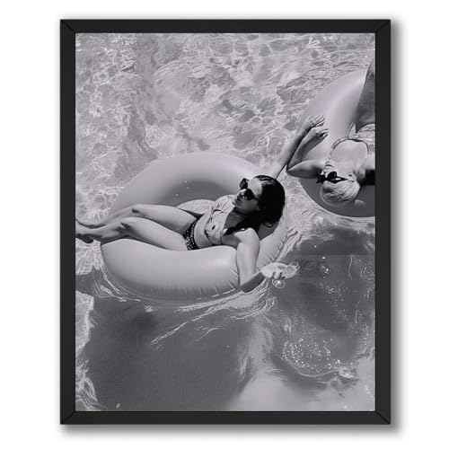 ALPINE INK CO. Vintage Pool Photography Poster - Black and White Summer Wall Art - Retro Swim Float Scene for Living Room Bedroom Office Space - 8x10 Unframed Print - color: Style-05, size: 8"L x 10"W