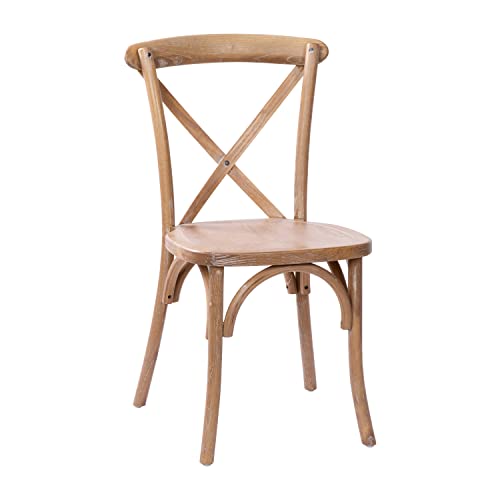 Merrick Lane Bardstown X-Back Bistro Style Wooden Dining Chair for Kitchens and Dining Rooms, High-Back Wood Stackable Kitchen Chair, Medium with White Grain - color: White Grain
