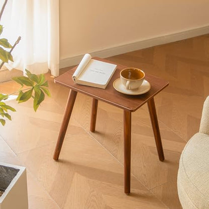 Small Side Table, Mid Century Modern End Tables Living Room, Wood Accent Bed Side Table with Solid Wood for Bedroom, Office, Small Spaces, Walnut Brown - color: Walnut Brown