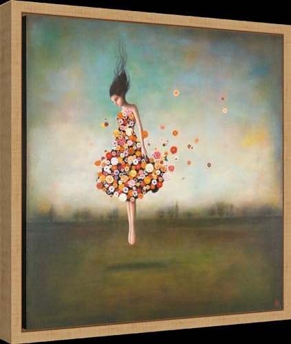 Amanti Art Framed Canvas Wall Art 16x16 Boundlessness in Bloom by Duy Huynh, Framed Wall Art Canvas, Abstract Artwork, Modern Decor, Small Poster Painting for Living Room, Bedroom, Bathroom, Kitchen, - color: Sylvie Natural, size: 16"L x 16"W
