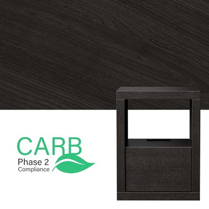 Wabi-sabi Style Nightstand, Modern Bedside Table with Charging Station,Thickened Wood End Table with Drawer Storage & Open Shelf, Night Stand for Bedroom, Black - color: Black