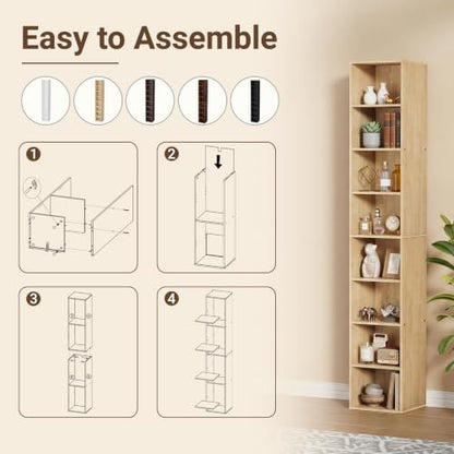 8 Cube Oak Book Shelf, Tall Bookcase for Bedroom Home Office Living Room - color: Oak, size: 8 Cube