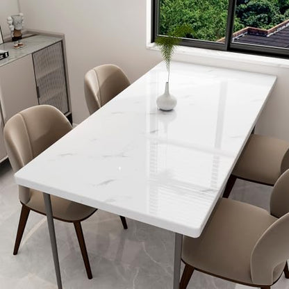 Glossy Marble Contact Paper Peel and Stick Wallpaper 17.7"x197" White | Removable Waterproof Vinyl Wall Paper for Countertops Kitchen Cabinets Backsplash Furniture - color: White, size: 17.7"W x 197"L