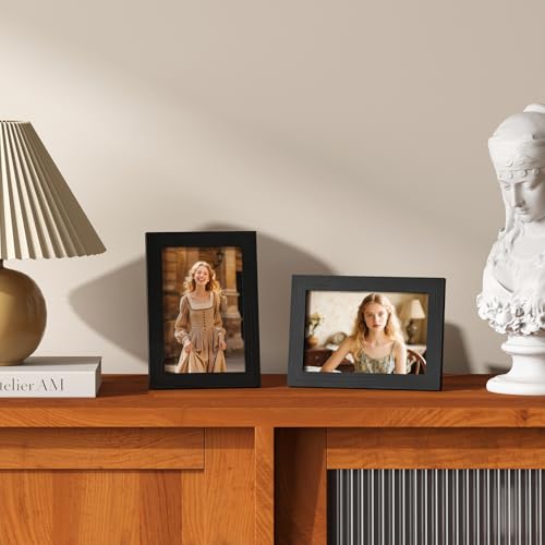 4x6 Picture Frame Black Wood Set of 4, Wooden Photo Frame with Plexiglass for 4x6 without Mat for Table and Wall Display - color: Black Wood, size: 4x6