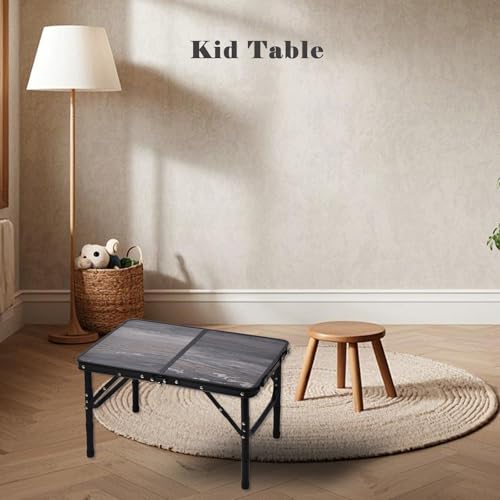 Small Folding Camping Table, 2ft Portable Picnic Table Aluminum 24" x 16", 3 Adjustable Heights Portable Lightweight Table Dining for RV, Picnic, Beach (Black Lava) - color: Black Lava