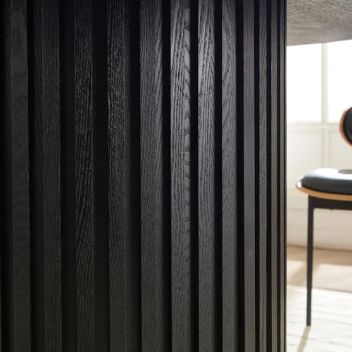 Round Pedestal Dining Table for 4-6, Mid-Century Modern Circular Fluted Drum Kitchen Table MDF Finish Tabletop for Dining Room Apartment, φ46.45'' x 29.25''H - Black - color: 46.45 Inches Black