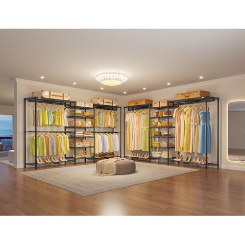 VIPEK X3 Plus Large Expandable Closet Rack Wardrobe Closet Organizer Black | Freestanding Clothes Racks with Adjustable Shelves and Hanger Rods from 5'10" to 8'8", Large Modular Closet Systems 1360LBS - color: Black, size: X3 Plus