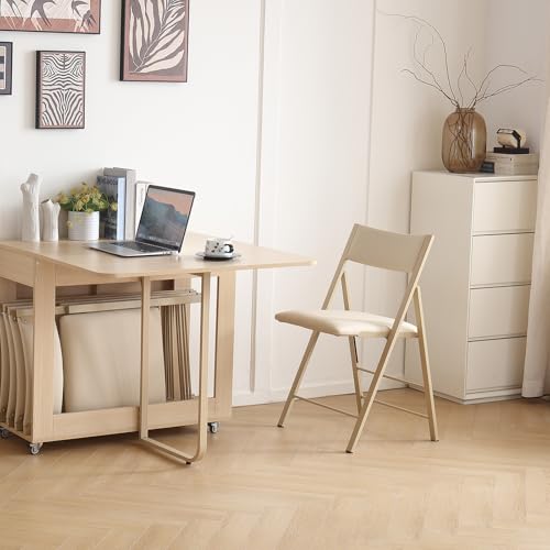 Folding Chairs 2 Pack, 450Lbs Steel Frame Foldable Dining Chairs, Wood | 1.37" Folded, Waterproof Rustproof Indoor Outdoor Padded Folding Chairs for Dining Room, Conference Rooms, Weddings, Events - color: Wood