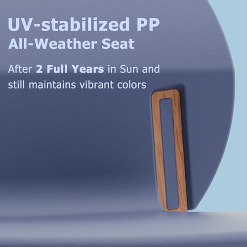 Stackable Plastic Dining Chair Set of 4, Modern Dining Chairs, 330lb Capacity, Protective Pads, 5-Second Cleanup, Kitchen, Dining Room, Balcony, Café, Commercial Use, Grey Blue Seat & Oak Legs - color: Blue