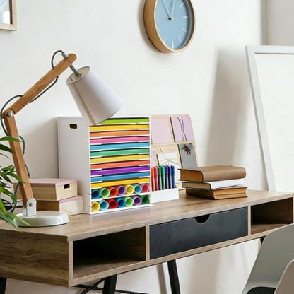 SONGWAY 12x12 Paper Storage Organizer - 15 Tier Desk File Organizer with Adjustable Shelves, Letter Mail Tray, 12x12 Stackable Scrapbook Paper Storage Cube for Home Office Classroom - size: 15-Tier