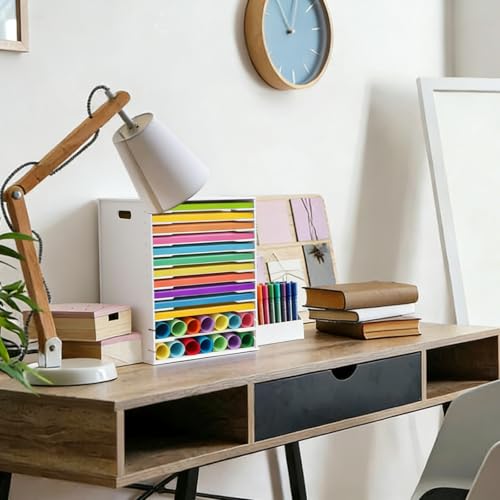 SONGWAY 12x12 Paper Storage Organizer - 15 Tier Desk File Organizer with Adjustable Shelves, Letter Mail Tray, 12x12 Stackable Scrapbook Paper Storage Cube for Home Office Classroom - size: 15-Tier