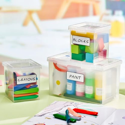 Bostitch Konnect Storage Containers with Lids, Clear Plastic Box, Stackable for Crafts, Home, and Office Organization, Labels, 3-Piece (1 4 Qt Box, 2 1.5 Qt boxes) - size: One 1.5-Qt Box, Two 0.5-Qt Boxes