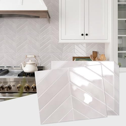 STICKGOO Herringbone Peel and Stick Backsplash, Smoky Pink, 10 Sheets | 12.6 x 9.7 in, Thicker Rectangular Vinyl Stick-On Wall Tiles, Easy Alignment, Waterproof, Easy to Clean, Kitchen/Bathroom - color: Smoky Pink, size: Pack of 10